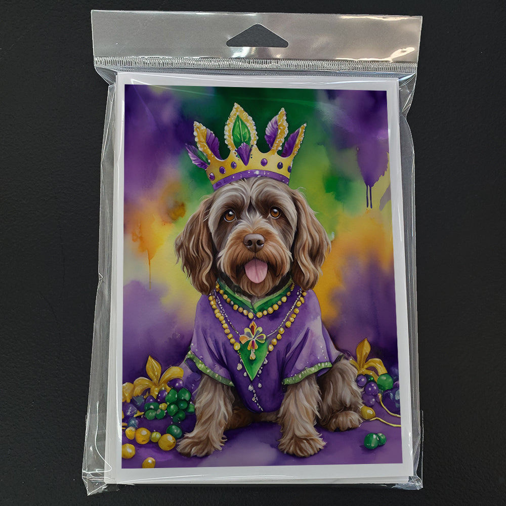 Wirehaired Pointing Griffon King of Mardi Gras Greeting Cards Pack of 8 Blank Cards with Envelopes Whimsical A7 Size 5x7