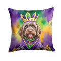 Wirehaired Pointing Griffon King of Mardi Gras Decorative Throw Pillow 18x18 Indoor Outdoor Accent Cushion, Fabric Cover with Insert for Sofa, Bed, Porch & Living Room