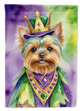 Yorkshire Terrier King of Mardi Gras House Flag 28x40 Porch Sleeve Pole Decorative Outside Yard Banner Artwork Wall Hanging, Polyester