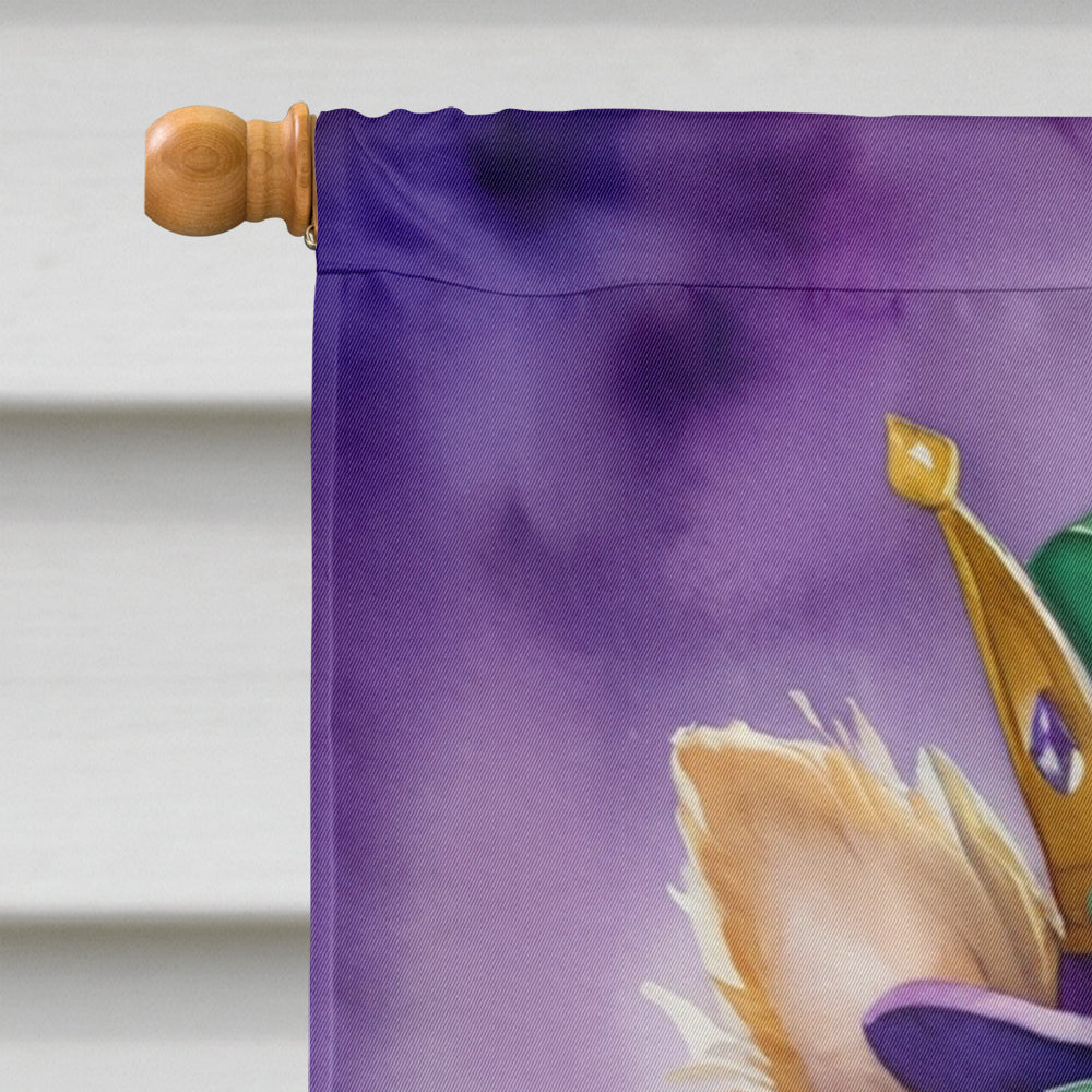 Yorkshire Terrier King of Mardi Gras House Flag 28x40 Porch Sleeve Pole Decorative Outside Yard Banner Artwork Wall Hanging, Polyester