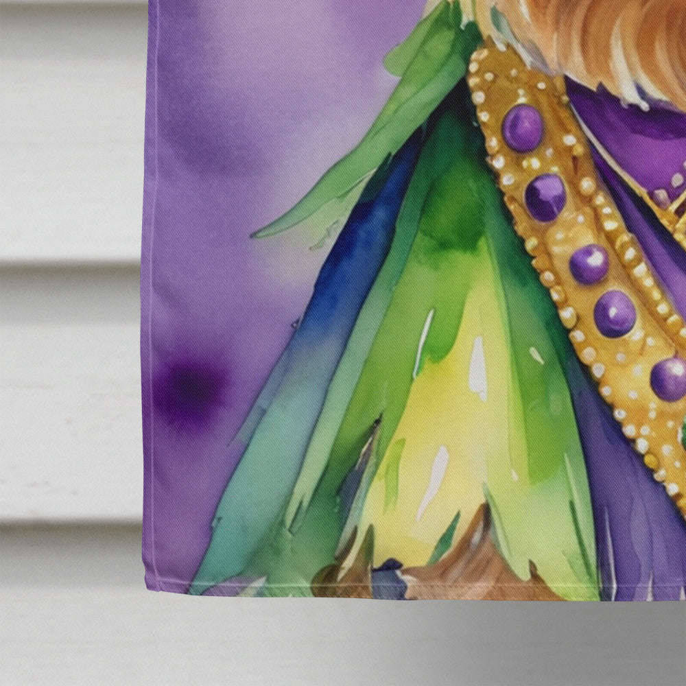 Yorkshire Terrier King of Mardi Gras House Flag 28x40 Porch Sleeve Pole Decorative Outside Yard Banner Artwork Wall Hanging, Polyester