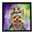 Yorkshire Terrier King of Mardi Gras Framed Metal Print Bathroom, Kitchen, Office, Home Decor Wall Art Ready to Hang, Square, 8X8