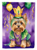 Yorkshire Terrier King of Mardi Gras House Flag 28x40 Porch Sleeve Pole Decorative Outside Yard Banner Artwork Wall Hanging, Polyester