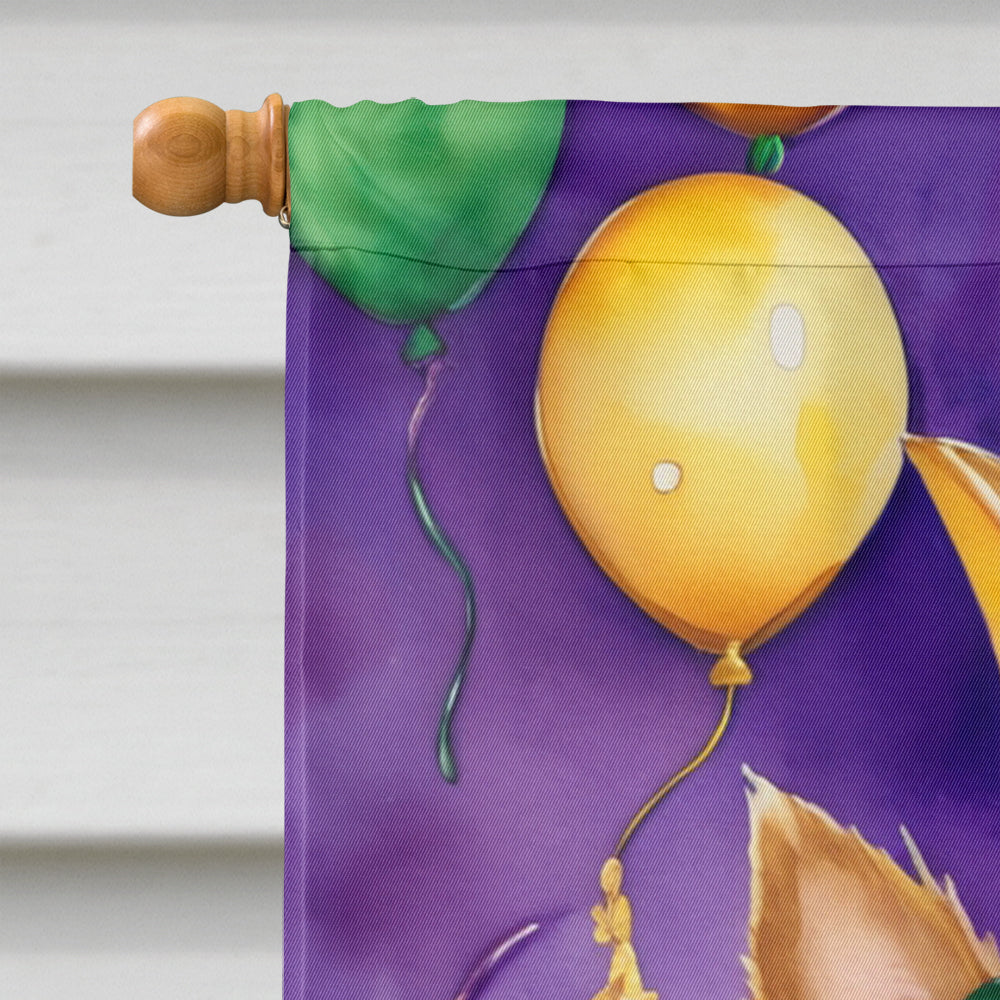 Yorkshire Terrier King of Mardi Gras House Flag 28x40 Porch Sleeve Pole Decorative Outside Yard Banner Artwork Wall Hanging, Polyester