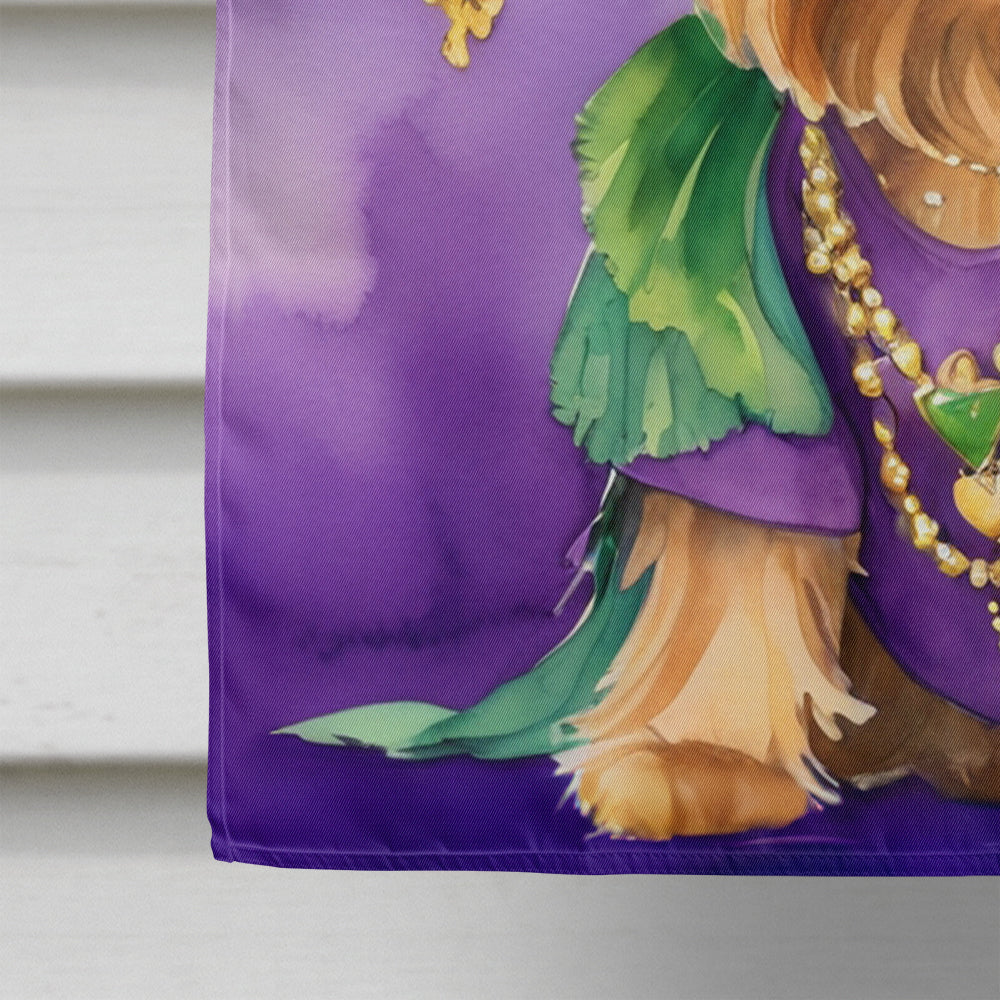 Yorkshire Terrier King of Mardi Gras House Flag 28x40 Porch Sleeve Pole Decorative Outside Yard Banner Artwork Wall Hanging, Polyester