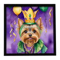 Yorkshire Terrier King of Mardi Gras Framed Metal Print Bathroom, Kitchen, Office, Home Decor Wall Art Ready to Hang, Square, 8X8
