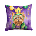 Yorkshire Terrier King of Mardi Gras Decorative Throw Pillow 18x18 Indoor Outdoor Accent Cushion, Fabric Cover with Insert for Sofa, Bed, Porch & Living Room