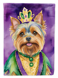Yorkshire Terrier King of Mardi Gras House Flag 28x40 Porch Sleeve Pole Decorative Outside Yard Banner Artwork Wall Hanging, Polyester