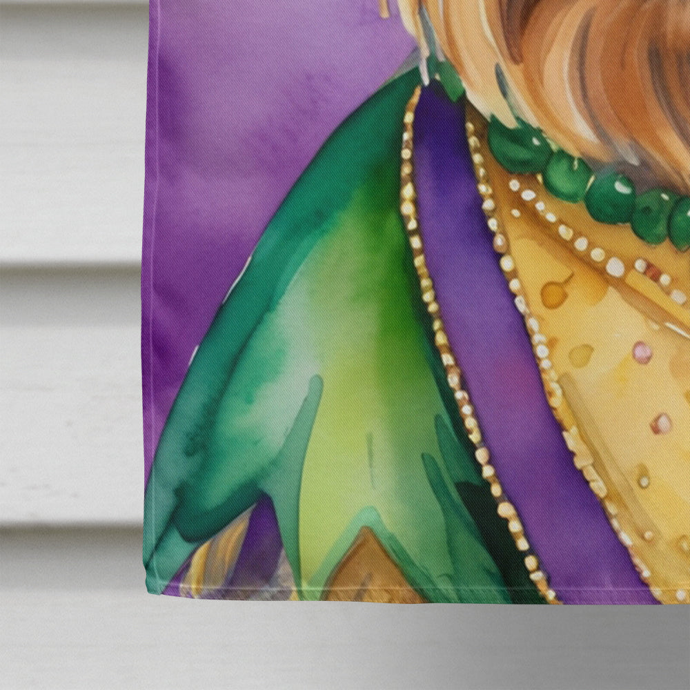 Yorkshire Terrier King of Mardi Gras House Flag 28x40 Porch Sleeve Pole Decorative Outside Yard Banner Artwork Wall Hanging, Polyester