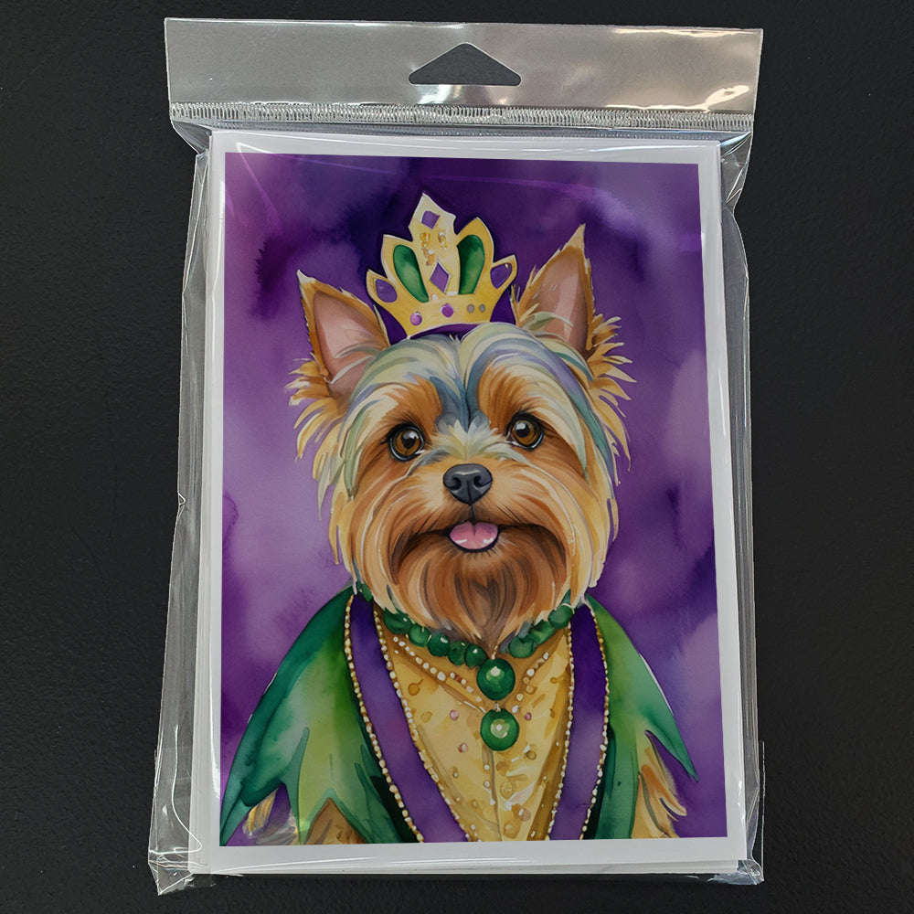 Yorkshire Terrier King of Mardi Gras Greeting Cards Pack of 8 Blank Cards with Envelopes Whimsical A7 Size 5x7