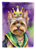Yorkshire Terrier King of Mardi Gras House Flag 28x40 Porch Sleeve Pole Decorative Outside Yard Banner Artwork Wall Hanging, Polyester