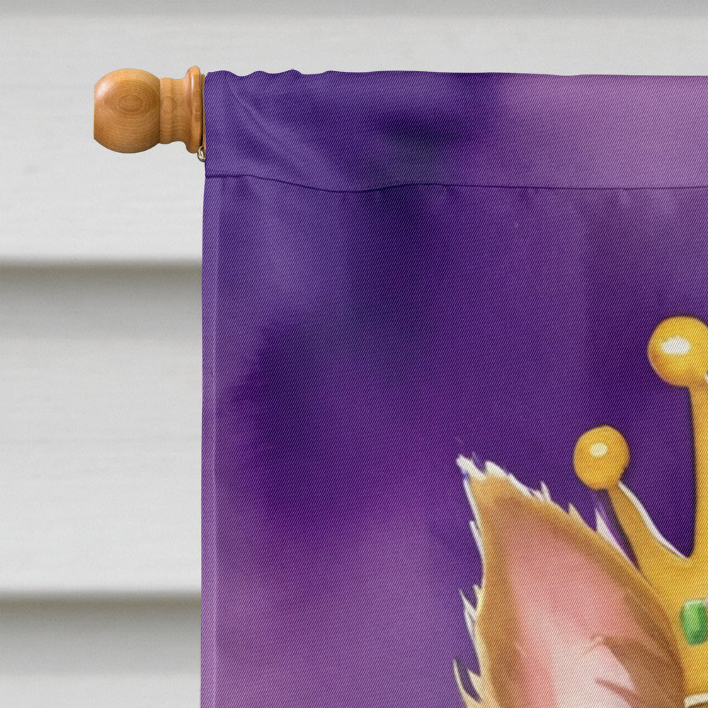 Yorkshire Terrier King of Mardi Gras House Flag 28x40 Porch Sleeve Pole Decorative Outside Yard Banner Artwork Wall Hanging, Polyester