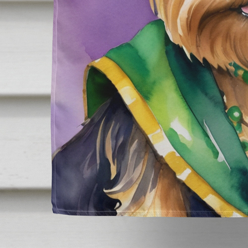 Yorkshire Terrier King of Mardi Gras House Flag 28x40 Porch Sleeve Pole Decorative Outside Yard Banner Artwork Wall Hanging, Polyester