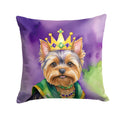 Yorkshire Terrier King of Mardi Gras Decorative Throw Pillow 14x14 Indoor Outdoor Accent Cushion, Fabric Cover with Insert for Sofa, Bed, Porch & Living Room