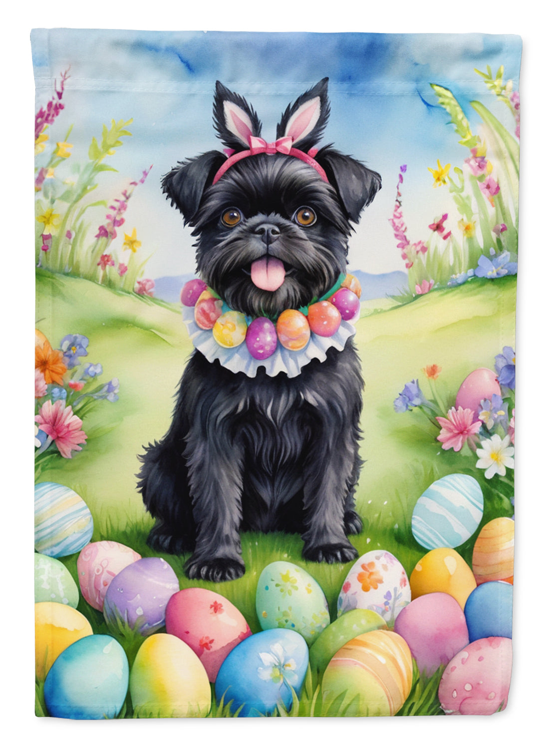Affenpinscher Easter Egg Hunt House Flag 28x40 Porch Sleeve Pole Decorative Outside Yard Banner Artwork Wall Hanging, Polyester