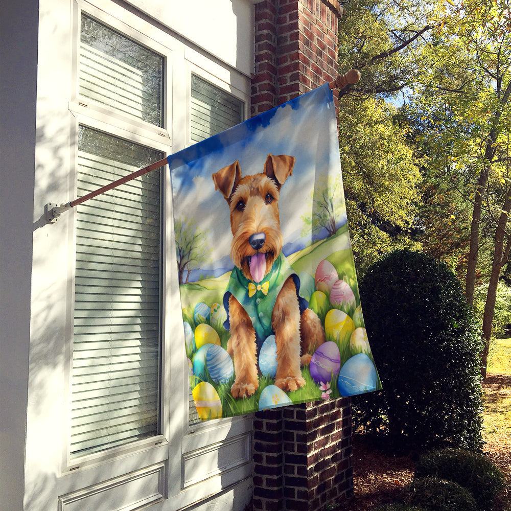 Airedale Terrier Easter Egg Hunt House Flag 28x40 Porch Sleeve Pole Decorative Outside Yard Banner Artwork Wall Hanging, Polyester