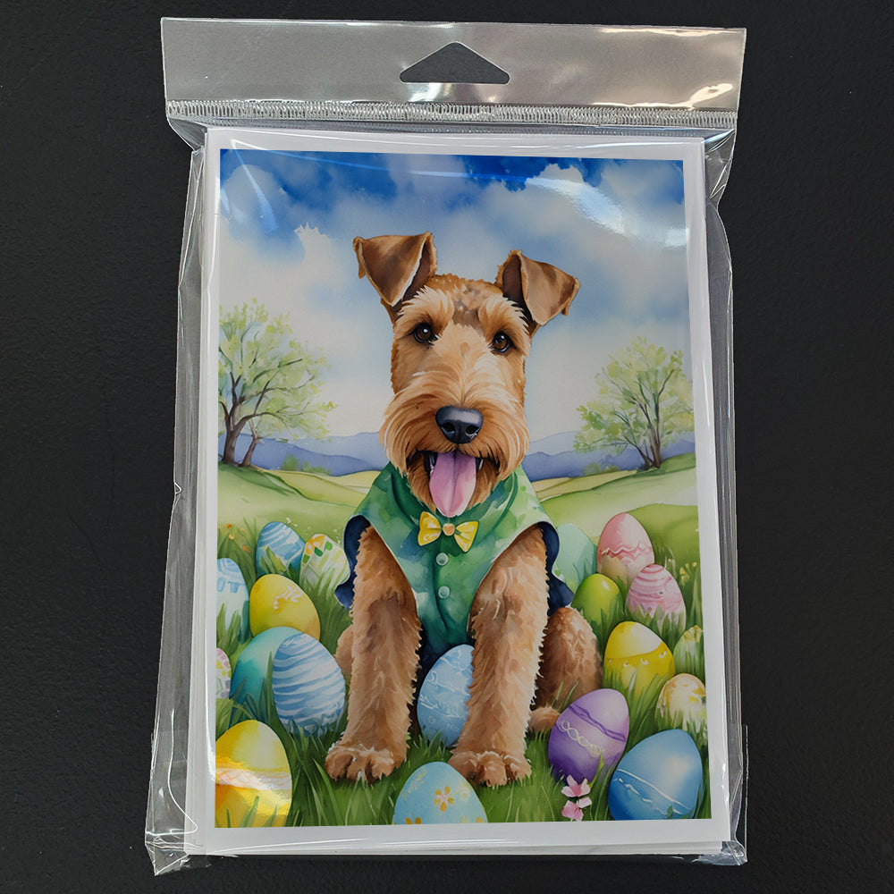 Airedale Terrier Easter Egg Hunt Greeting Cards Pack of 8 Blank Cards with Envelopes Whimsical A7 Size 5x7