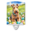 Airedale Terrier Easter Egg Hunt Ceramic Night Light Compact, UL-Certified, Ideal for Bedroom, Bathroom, Nursery, Hallway, Kitchen, 6x4x3, Multicolor