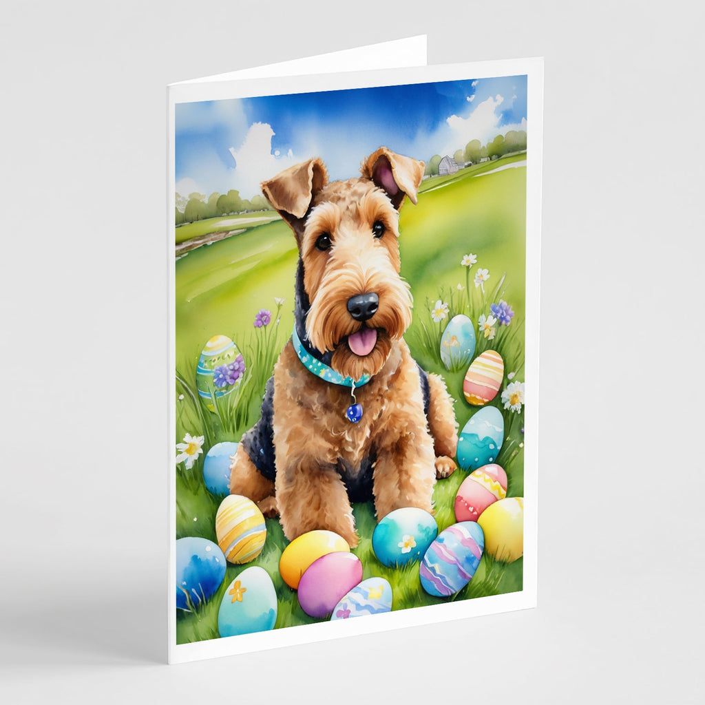 Airedale Terrier Easter Egg Hunt Greeting Cards Pack of 8 Blank Cards with Envelopes Whimsical A7 Size 5x7