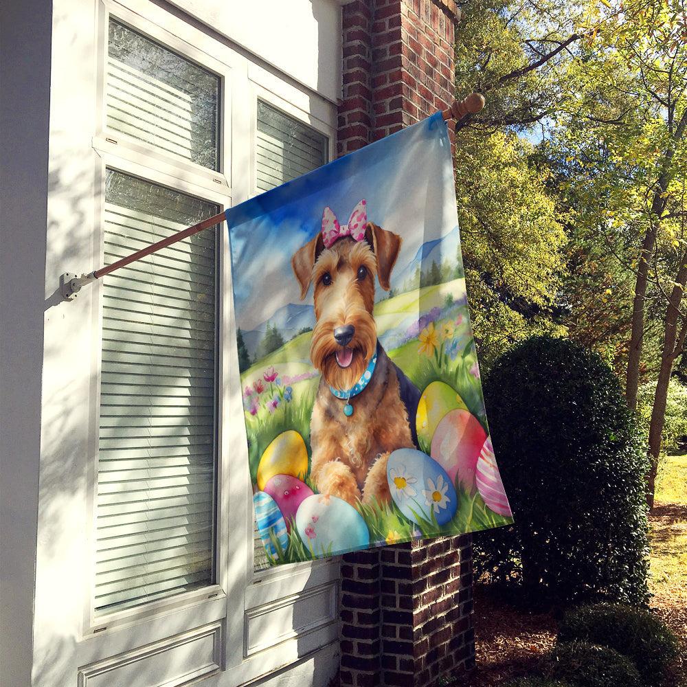 Airedale Terrier Easter Egg Hunt House Flag 28x40 Porch Sleeve Pole Decorative Outside Yard Banner Artwork Wall Hanging, Polyester