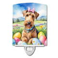 Airedale Terrier Easter Egg Hunt Ceramic Night Light Compact, UL-Certified, Ideal for Bedroom, Bathroom, Nursery, Hallway, Kitchen, 6x4x3, Multicolor
