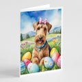 Airedale Terrier Easter Egg Hunt Greeting Cards Pack of 8 Blank Cards with Envelopes Whimsical A7 Size 5x7