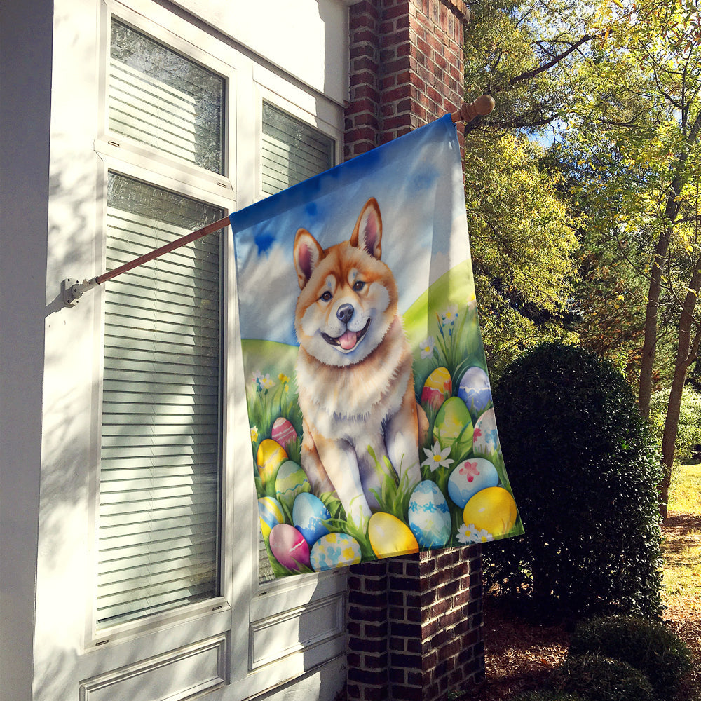 Akita Easter Egg Hunt House Flag 28x40 Porch Sleeve Pole Decorative Outside Yard Banner Artwork Wall Hanging, Polyester