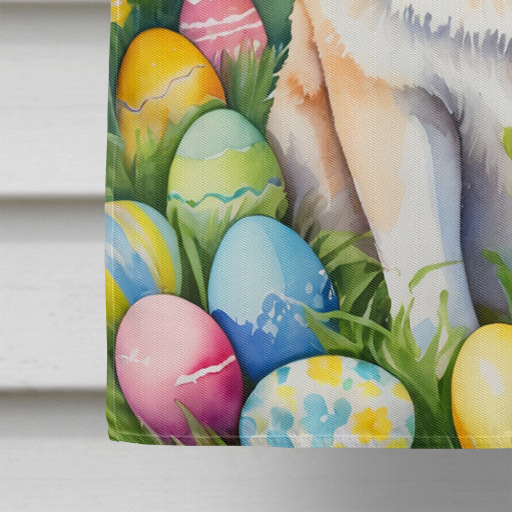 Akita Easter Egg Hunt House Flag 28x40 Porch Sleeve Pole Decorative Outside Yard Banner Artwork Wall Hanging, Polyester