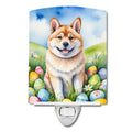 Akita Easter Egg Hunt Ceramic Night Light Compact, UL-Certified, Ideal for Bedroom, Bathroom, Nursery, Hallway, Kitchen, 6x4x3, Multicolor