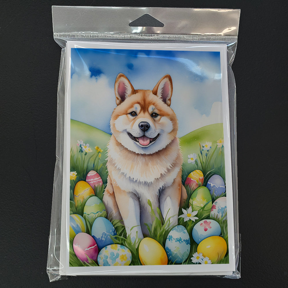 Akita Easter Egg Hunt Greeting Cards Pack of 8 Blank Cards with Envelopes Whimsical A7 Size 5x7