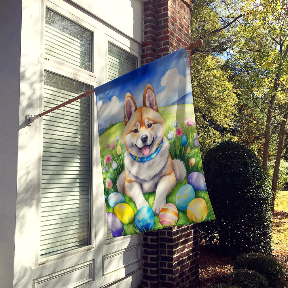Akita Easter Egg Hunt House Flag 28x40 Porch Sleeve Pole Decorative Outside Yard Banner Artwork Wall Hanging, Polyester