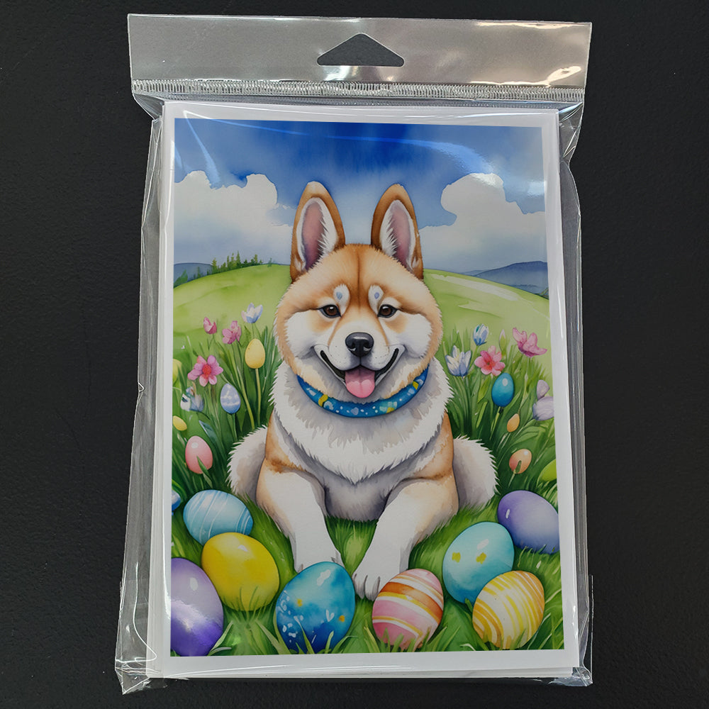 Akita Easter Egg Hunt Greeting Cards Pack of 8 Blank Cards with Envelopes Whimsical A7 Size 5x7