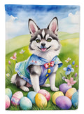 Alaskan Klee Kai Easter Egg Hunt House Flag 28x40 Porch Sleeve Pole Decorative Outside Yard Banner Artwork Wall Hanging, Polyester