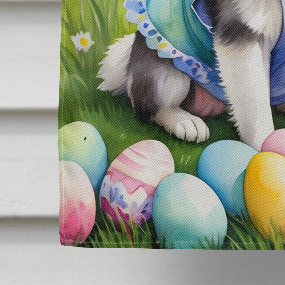 Alaskan Klee Kai Easter Egg Hunt House Flag 28x40 Porch Sleeve Pole Decorative Outside Yard Banner Artwork Wall Hanging, Polyester