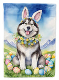 Alaskan Malamute Easter Egg Hunt House Flag 28x40 Porch Sleeve Pole Decorative Outside Yard Banner Artwork Wall Hanging, Polyester