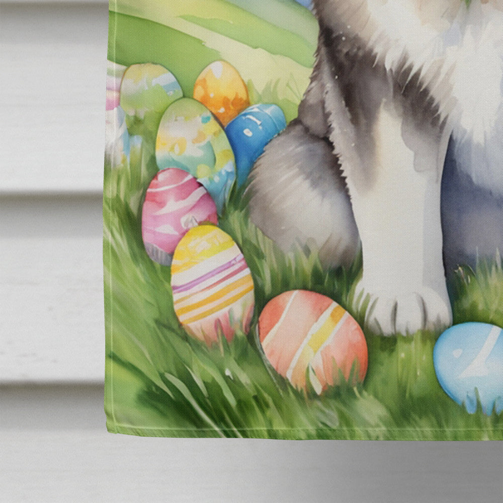 Alaskan Malamute Easter Egg Hunt House Flag 28x40 Porch Sleeve Pole Decorative Outside Yard Banner Artwork Wall Hanging, Polyester