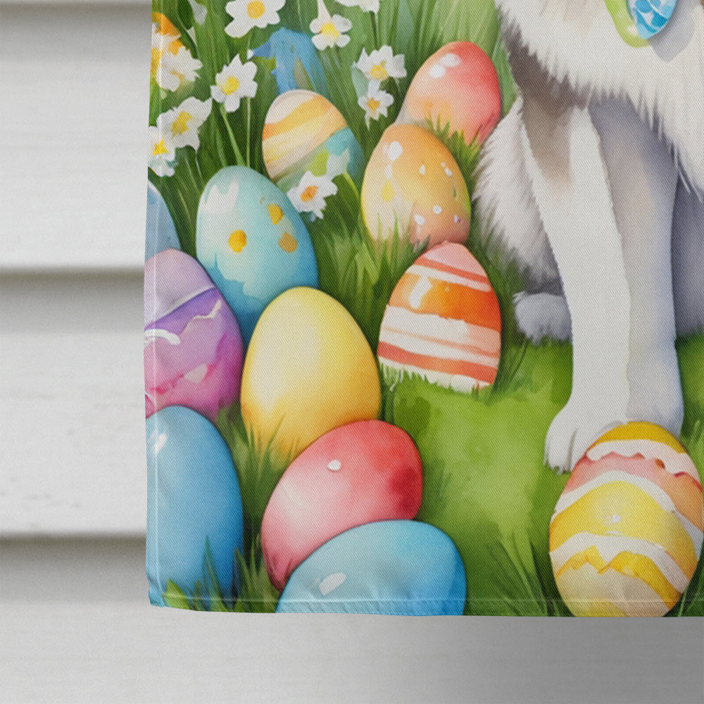 Alaskan Malamute Easter Egg Hunt House Flag 28x40 Porch Sleeve Pole Decorative Outside Yard Banner Artwork Wall Hanging, Polyester