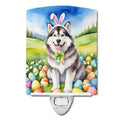 Alaskan Malamute Easter Egg Hunt Ceramic Night Light Compact, UL-Certified, Ideal for Bedroom, Bathroom, Nursery, Hallway, Kitchen, 6x4x3, Multicolor