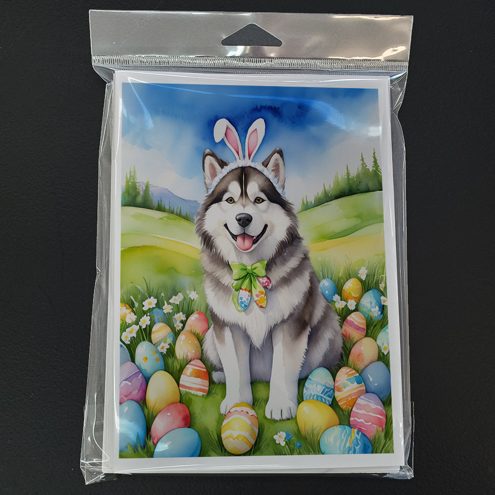 Alaskan Malamute Easter Egg Hunt Greeting Cards Pack of 8 Blank Cards with Envelopes Whimsical A7 Size 5x7
