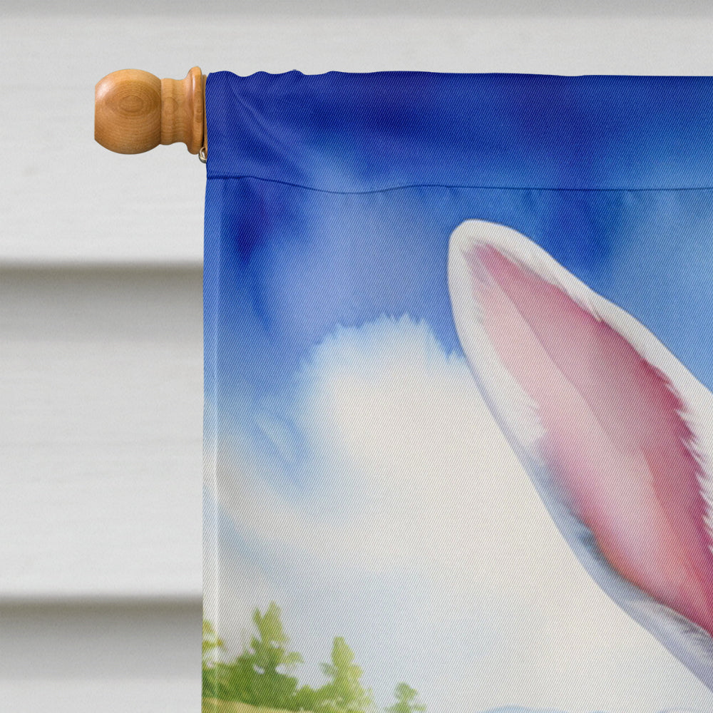 American Bulldog Easter Egg Hunt House Flag 28x40 Porch Sleeve Pole Decorative Outside Yard Banner Artwork Wall Hanging, Polyester