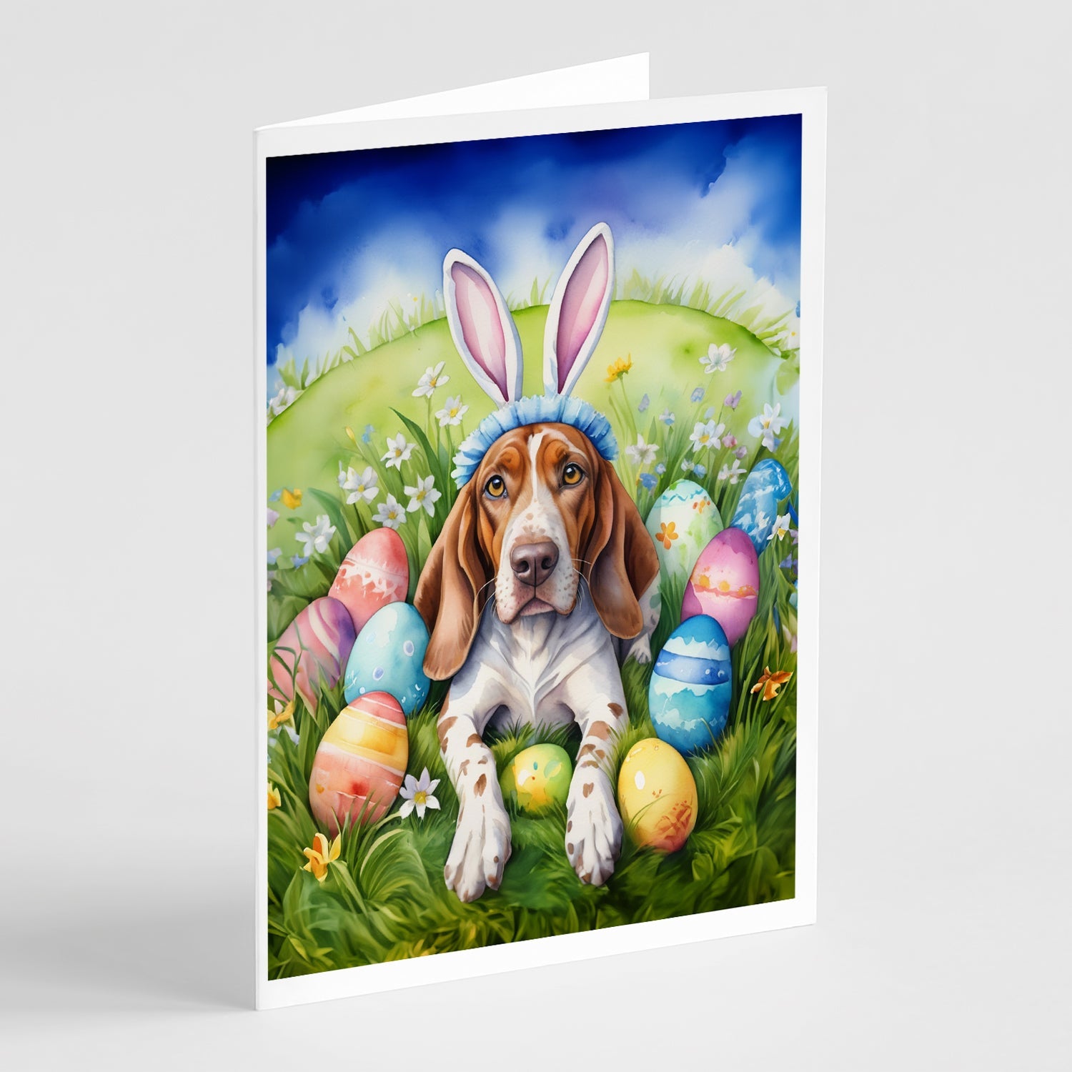 American English Coonhound Easter Egg Hunt Greeting Cards Pack of 8 Blank Cards with Envelopes Whimsical A7 Size 5x7