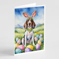 American English Coonhound Easter Egg Hunt Greeting Cards Pack of 8 Blank Cards with Envelopes Whimsical A7 Size 5x7