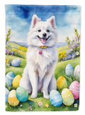 American Eskimo Easter Egg Hunt House Flag 28x40 Porch Sleeve Pole Decorative Outside Yard Banner Artwork Wall Hanging, Polyester