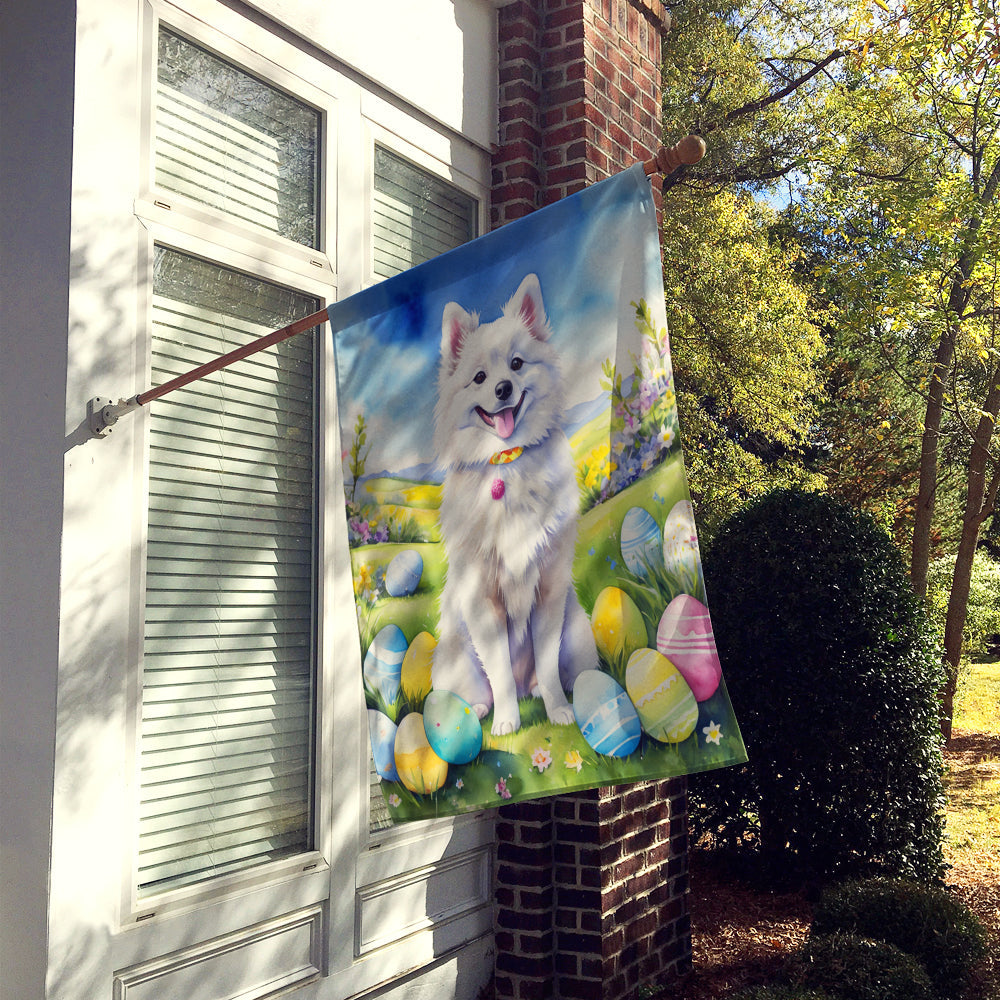 American Eskimo Easter Egg Hunt House Flag 28x40 Porch Sleeve Pole Decorative Outside Yard Banner Artwork Wall Hanging, Polyester