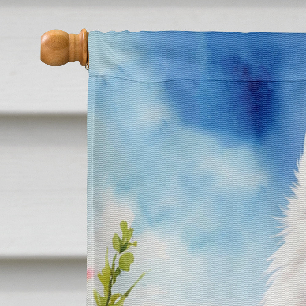 American Eskimo Easter Egg Hunt House Flag 28x40 Porch Sleeve Pole Decorative Outside Yard Banner Artwork Wall Hanging, Polyester