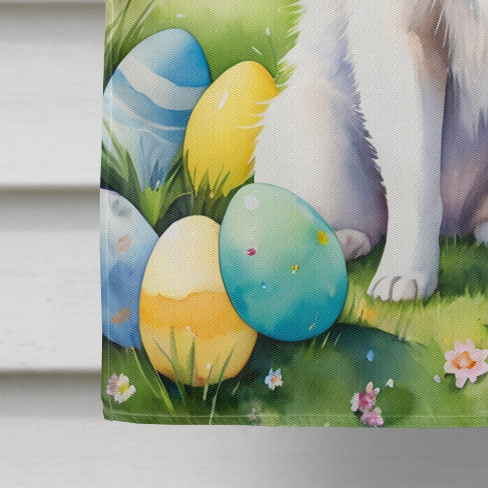 American Eskimo Easter Egg Hunt House Flag 28x40 Porch Sleeve Pole Decorative Outside Yard Banner Artwork Wall Hanging, Polyester