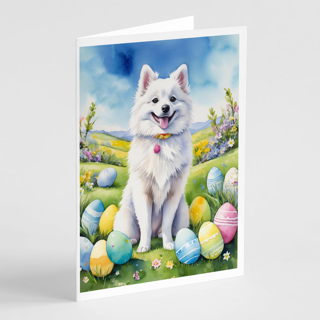 American Eskimo Easter Egg Hunt Greeting Cards Pack of 8 Blank Cards with Envelopes Whimsical A7 Size 5x7