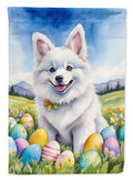 American Eskimo Easter Egg Hunt House Flag 28x40 Porch Sleeve Pole Decorative Outside Yard Banner Artwork Wall Hanging, Polyester