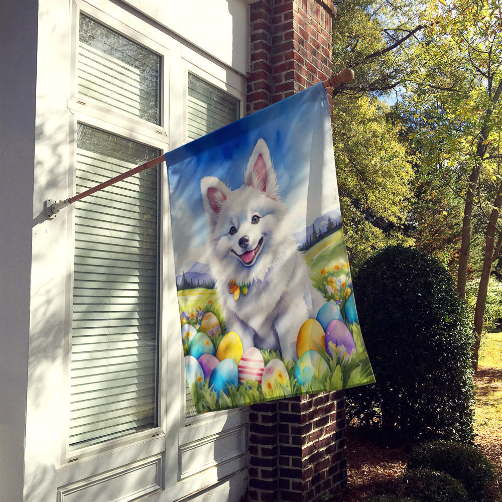 American Eskimo Easter Egg Hunt House Flag 28x40 Porch Sleeve Pole Decorative Outside Yard Banner Artwork Wall Hanging, Polyester