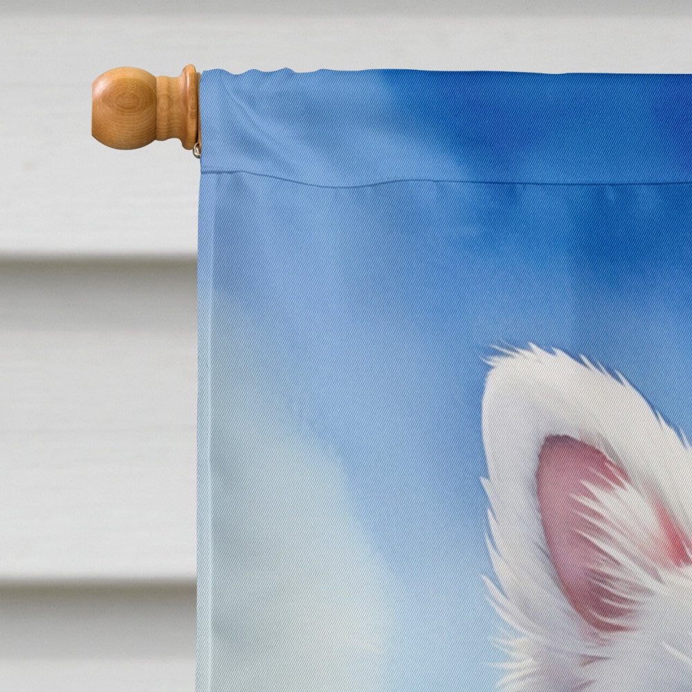 American Eskimo Easter Egg Hunt House Flag 28x40 Porch Sleeve Pole Decorative Outside Yard Banner Artwork Wall Hanging, Polyester